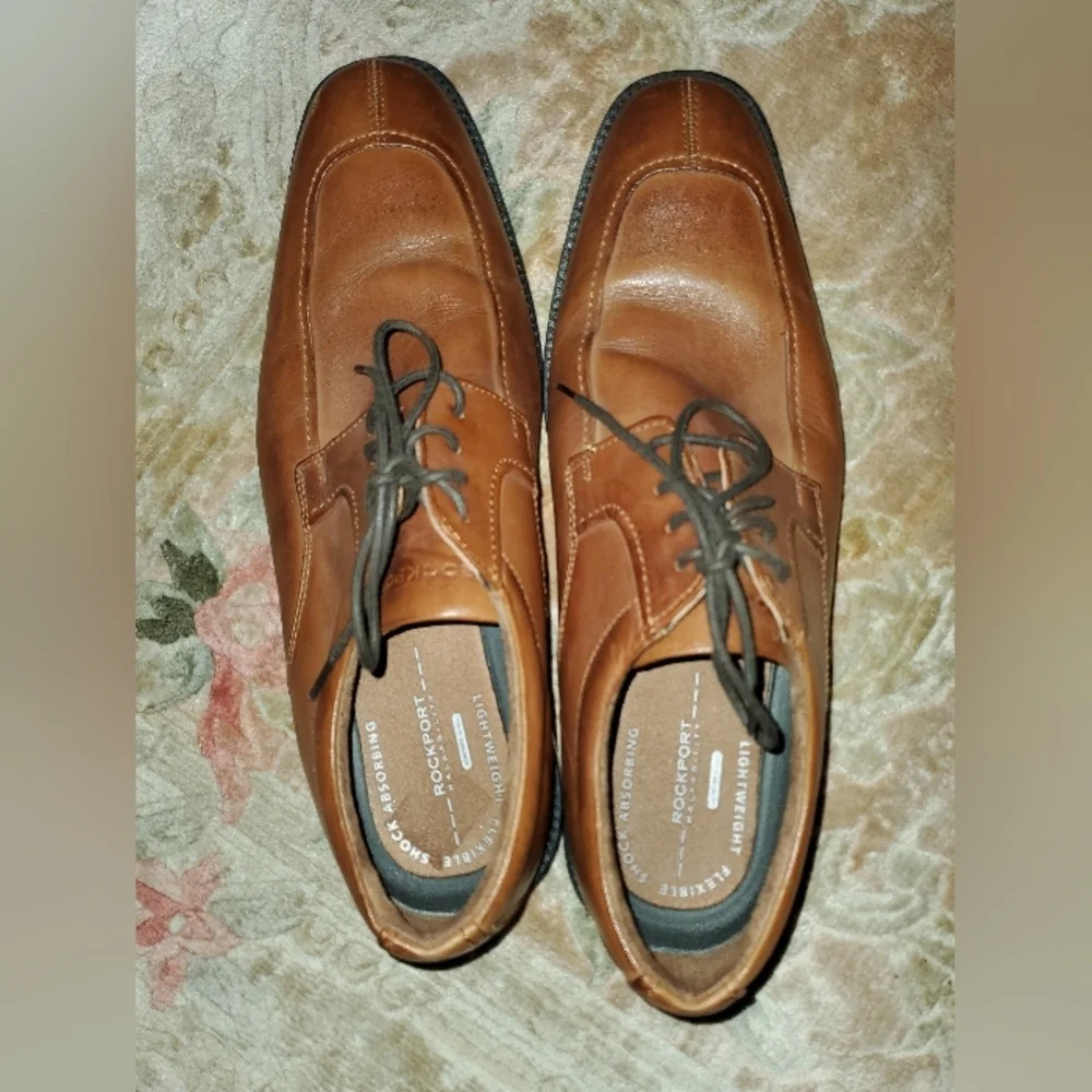 Rockport Shoes Mens 11.5 11-1/2 Brown Leather Upper‎ Lightweight Lace Up Oxford